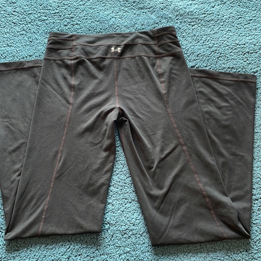 Under Armour long yoga pants, size small, black, straight leg, slight flare.
